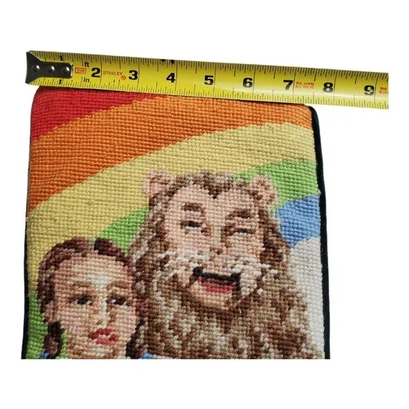 Rare Wizard Of Oz Needlepoint Christmas Stocking Wool Rainbow Dorothy Holiday 18 - Picture 13 of 14